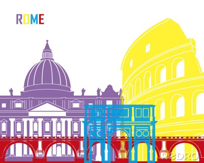 Sticker  Rome skyline pop