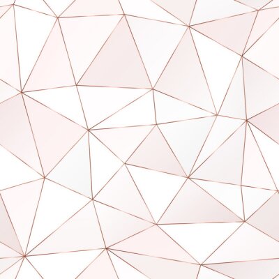 Sticker  Rose gold polygonal seamless pattern with triangle tiles.