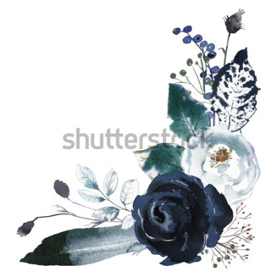 Sticker  Roses anglaises dans les tons bleus