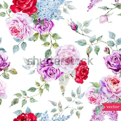 Sticker  Roses anglaises sur fond blanc
