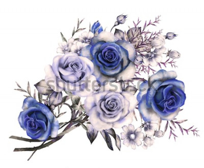 Sticker  Roses bleues dans un bouquet