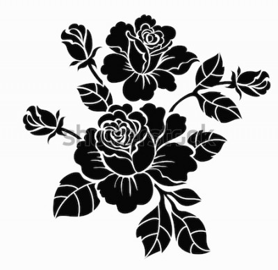 Sticker  Roses en papier sur fond blanc