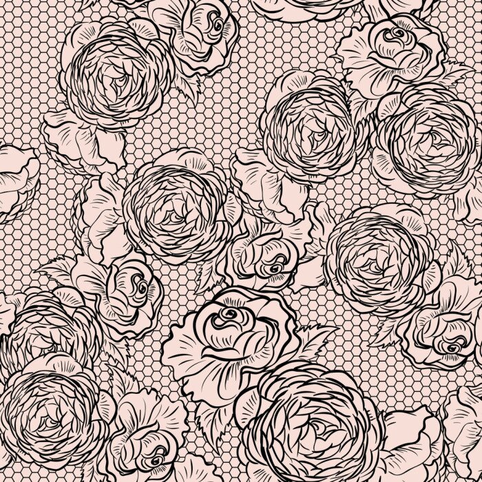 Sticker  Roses et pivoines sur des graphismes r?tro