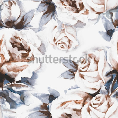 Sticker  Roses rose poudré peintes avec des peintures