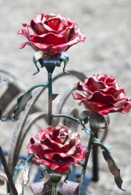 Sticker  Roses rouges en métal