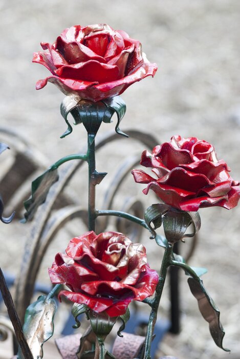 Sticker  Roses rouges en métal