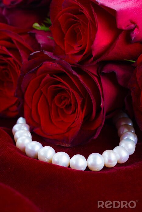 Sticker  Roses rouges et perles