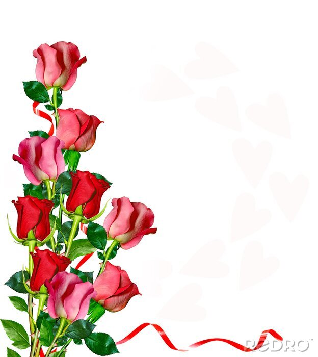 Sticker  Roses rouges et roses dans un bouquet