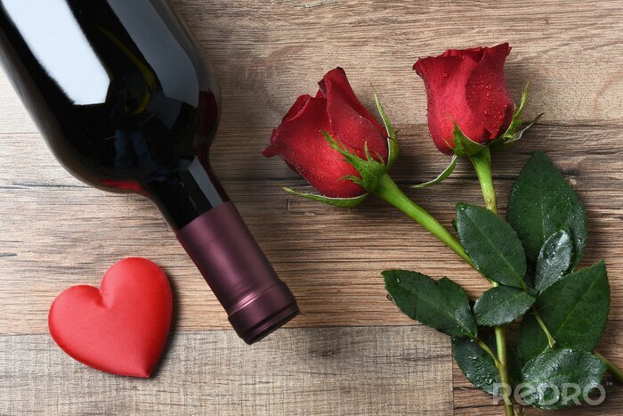 Sticker  Roses, vin et coeur