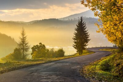 Route de montagne le matin
