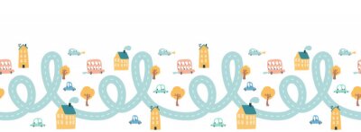 Sticker  Route sinueuse à travers un petit village