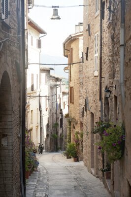 Ruelle escarpée aux accents verts