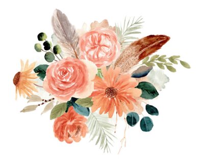 Sticker  rustic floral bouquet watercolor