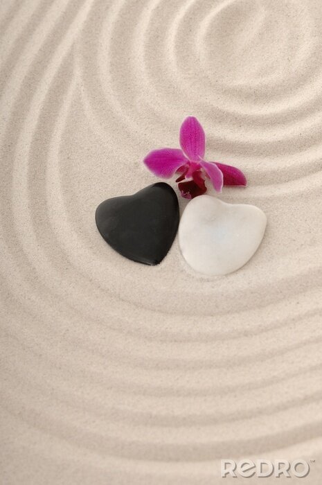 Sticker  Sable Zen avec le coeur et l'orchidée