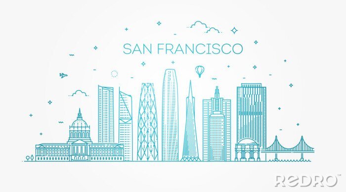 Sticker  San Francisco city skyline vector background