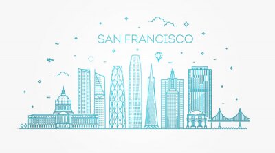 Sticker  San Francisco city skyline vector background