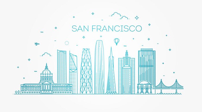Sticker  San Francisco city skyline vector background