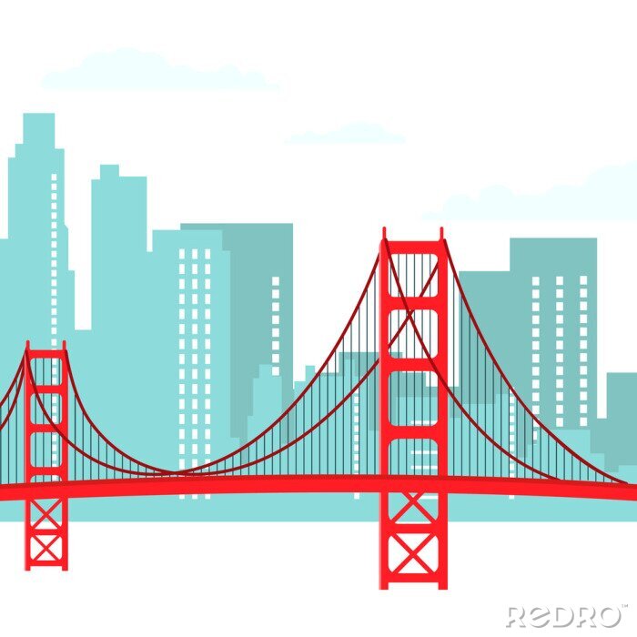 Sticker  San Francisco Modern Cityscape Vector Illustration