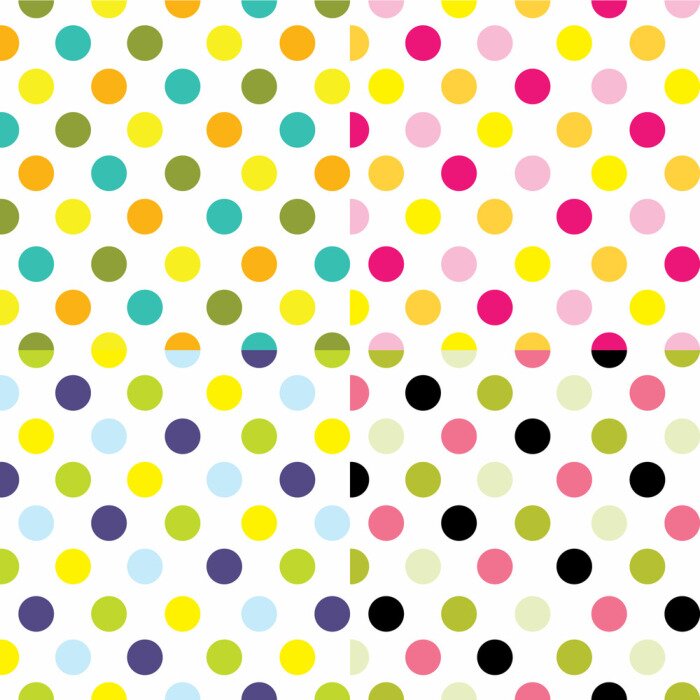 Sticker  Sans couture, motif de point de polka approprié pour l'emballage, fond de papier peint. EPS 10 & HI-RES JPG Inclus