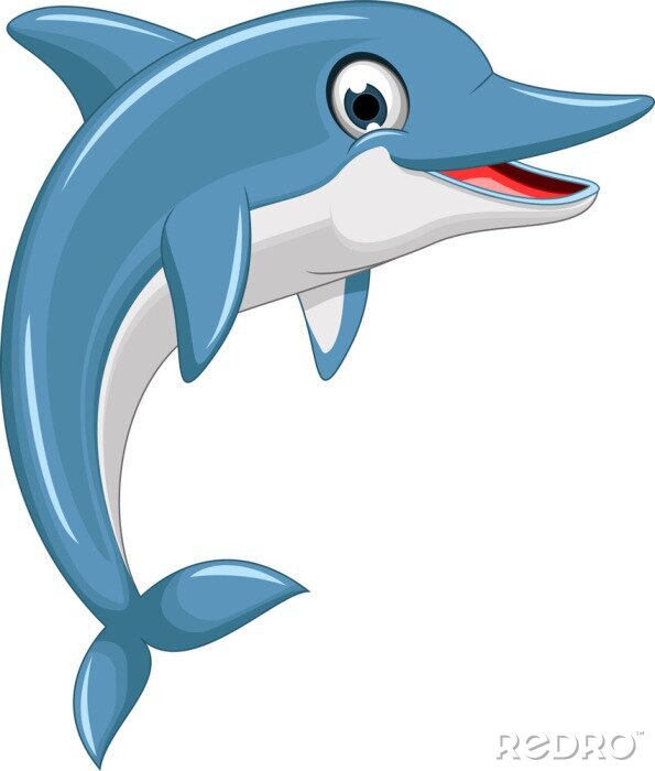 Sticker  saut de bande dessinée de dauphin mignon