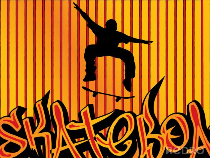 Sticker  Saut en skateboard