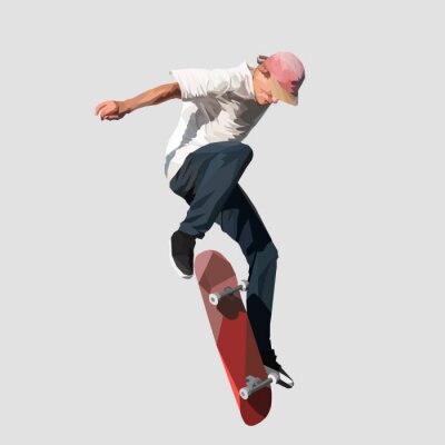 Sticker  Saut en skateboard en couleur