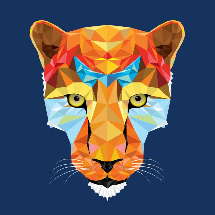 Sticker  sauvage léopard de chat en motif géométrique, vecteur