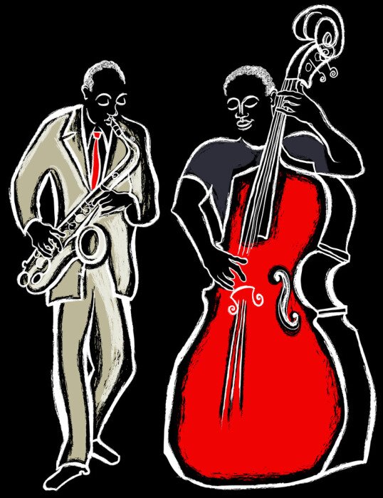 Sticker  saxophoniste et basse