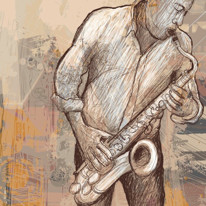 Sticker  Saxophoniste et musique de jazz
