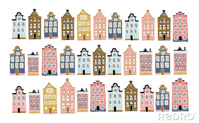 Sticker  Scandinavian city landscape in hand drawn style