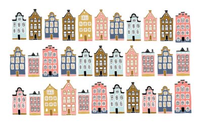 Sticker  Scandinavian city landscape in hand drawn style