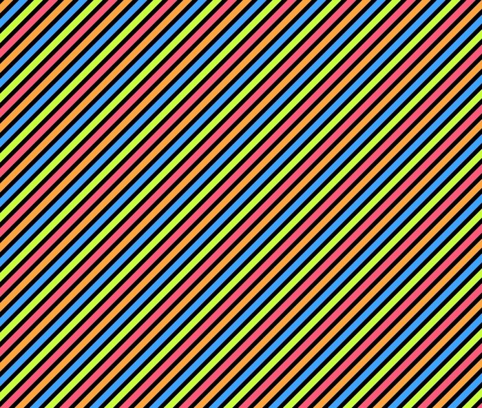 Sticker  Schräge Streifen dans violett, grün, rose und blau auf Schwarz