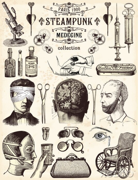 Sticker  Science et médecine sur une illustration ancienne