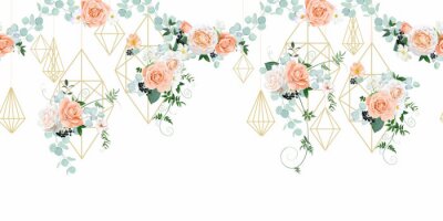 Sticker  Seamless border with wedding decor for wallpaper