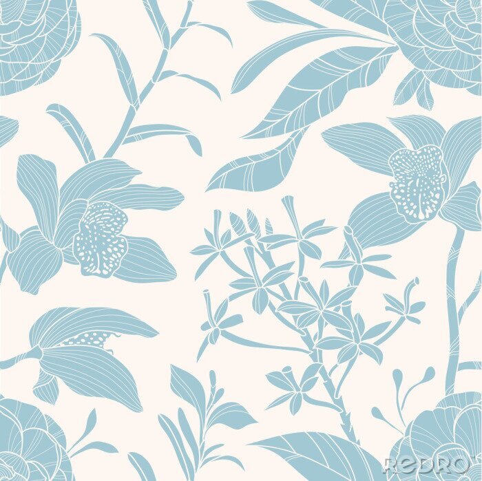 Sticker  Seamless floral pattern