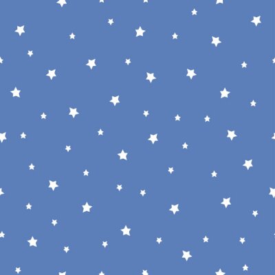 Sticker  Seamless, modèle, étoiles, bleu, fond Illustration de nature de ciel de nuit. Fond mignon de douche de bébé.
