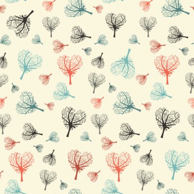 Sticker  Seamless Vector Flat Design Heart Shaped Trees Background