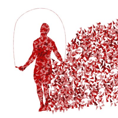 Sticker  Séance d'entraînement Crossfit avec vous sauter à la corde, vecteur, fond