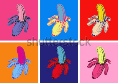 Sticker  Set Bananes Vector Illustration Style Pop Art
