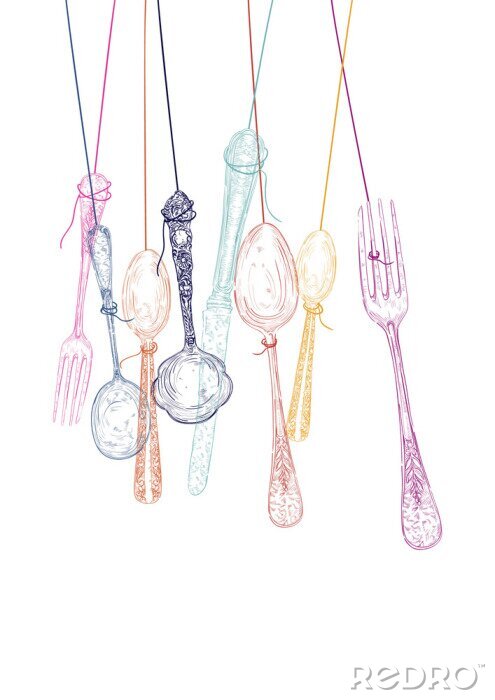 Sticker  Set de couverts Pastel