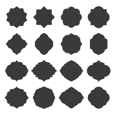 Sticker  set of islamic frames shapes badges