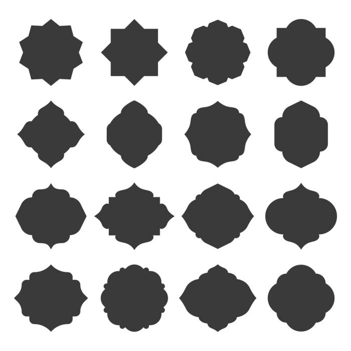 Sticker  set of islamic frames shapes badges