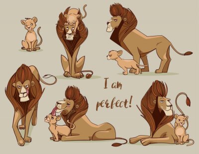 Sticker  set with cute lions