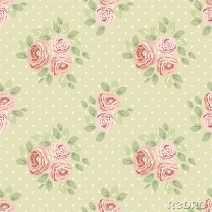 Sticker  Shabby chic roses claires style