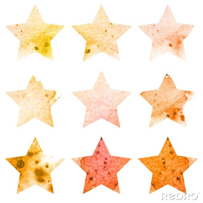Sticker  Shining Stars aquarelle icône ensemble. Vector illustration