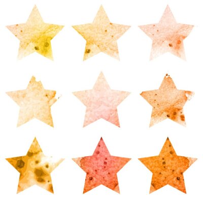 Sticker  Shining Stars aquarelle icône ensemble. Vector illustration