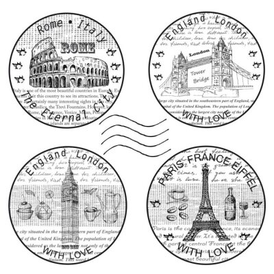 Sticker  shtamp rome paris