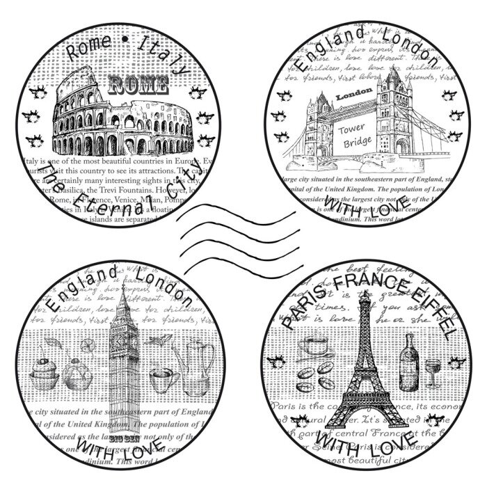 Sticker  shtamp rome paris