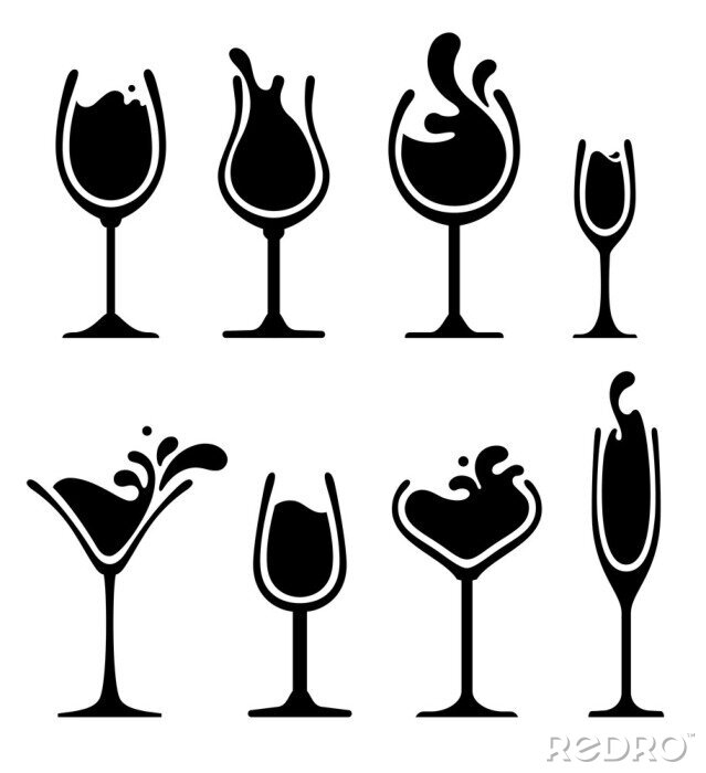 Sticker  silhouette d'un verre de vin avec dosseret