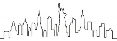 Sticker  Silhouette d'une ligne de la ville de New York - vector
